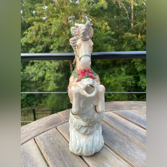 VIntage Omnibus Fitz and floyd Christmas Water Pitcher Jug Elf Horse Christmas - Picture 4 of 8